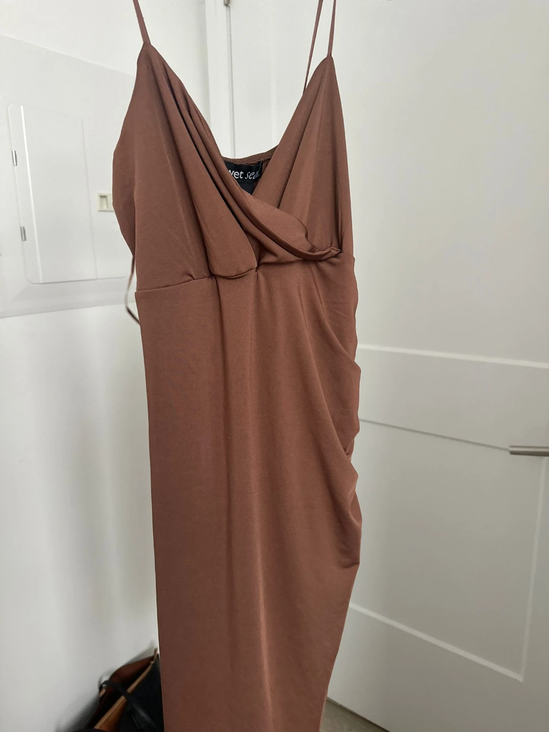 Wet Seal Brown Ruched Midi Dress - Size L - photo 5