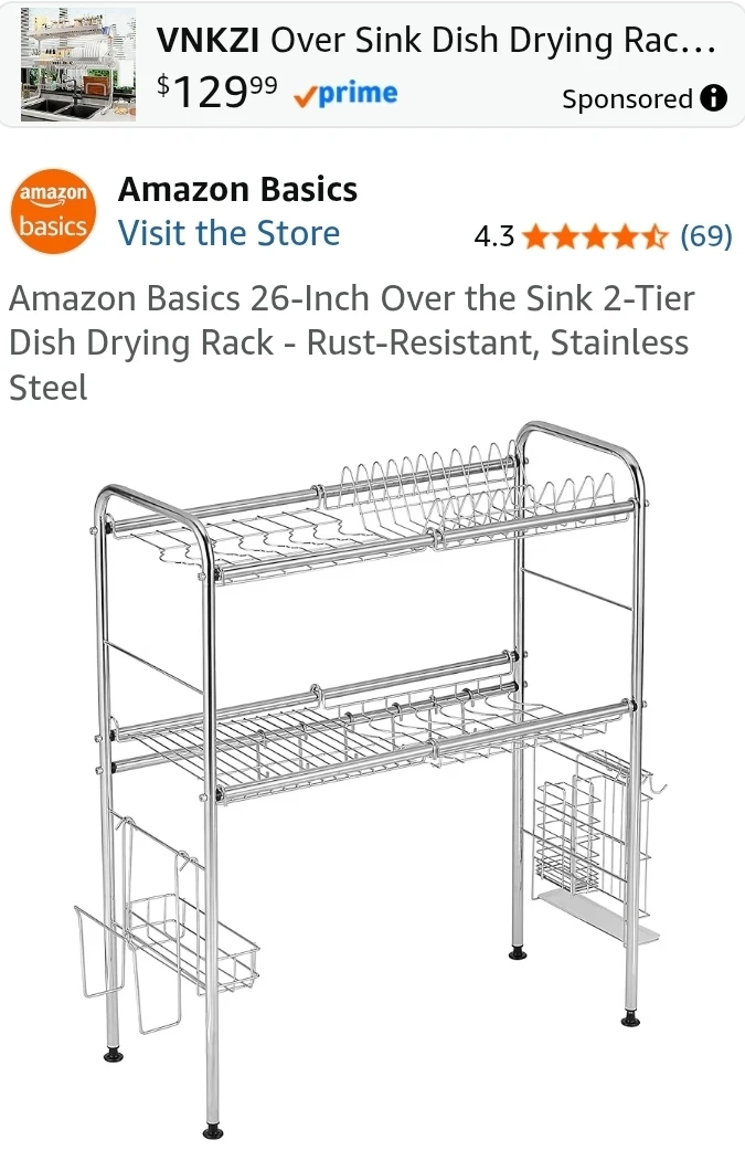 Amazon Basics 2-Tier Over the Sink Dish Drying Rack