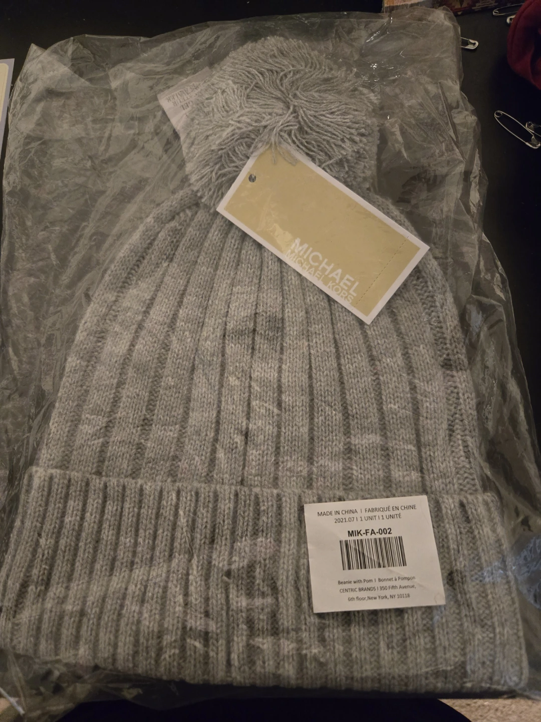 Michael Kors Grey Pom Pom Beanie