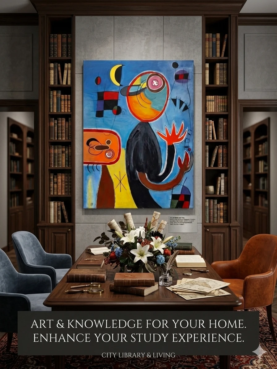 Hand-Painted Contemporary Abstract Canvas – After Joan Miró - photo 2