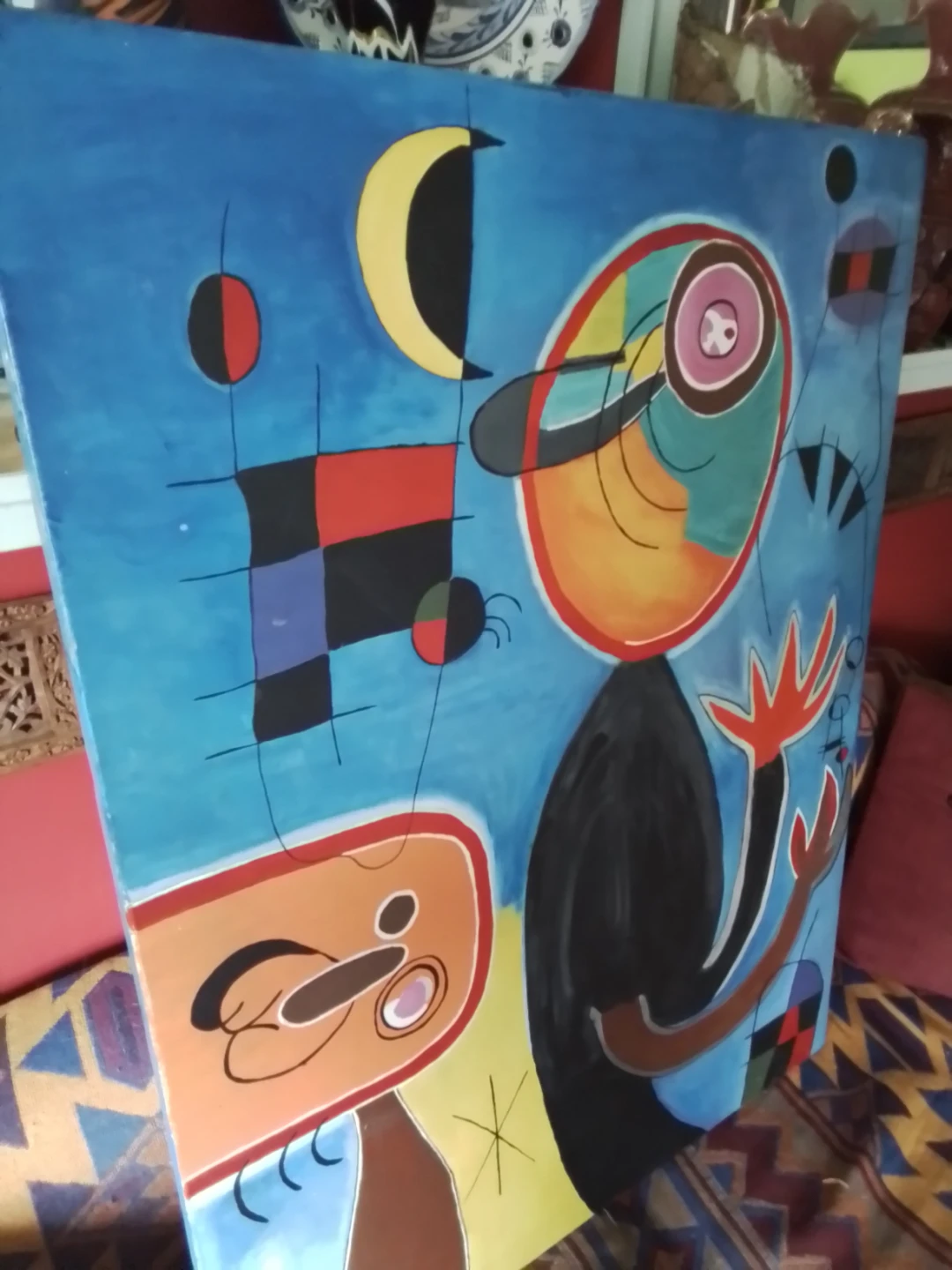 Hand-Painted Contemporary Abstract Canvas – After Joan Miró - photo 3