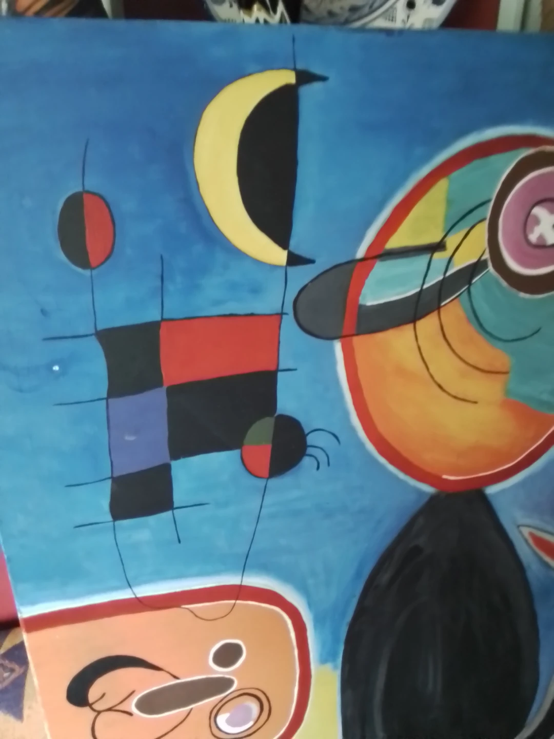 Hand-Painted Contemporary Abstract Canvas – After Joan Miró - photo 4