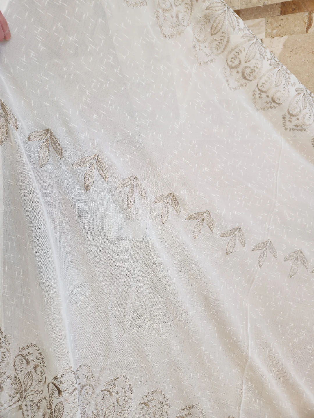 Ivory  Sheer Curtain with Embroidery 3 pcs - photo 3