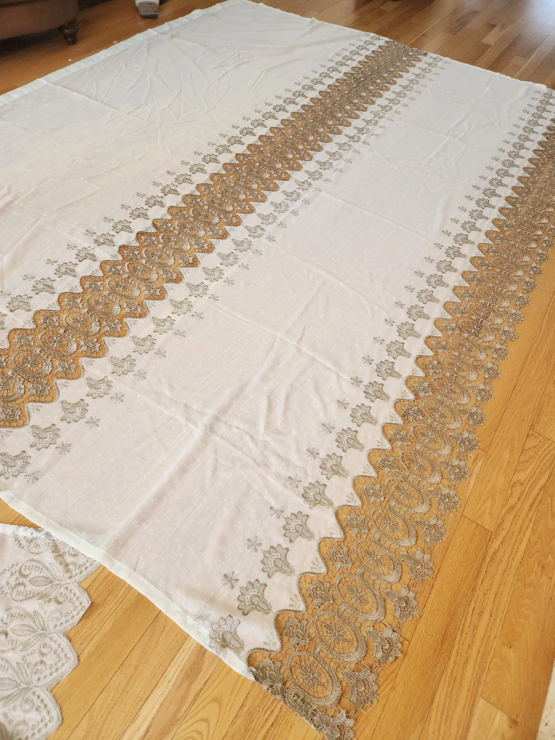 Ivory  Sheer Curtain with Embroidery 3 pcs - photo 5