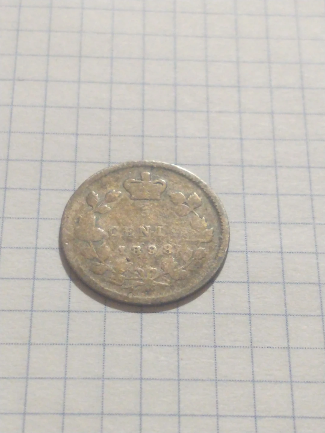 KM #2 1898 Canada five cent Victoria .925 silver coin, poor - photo 2