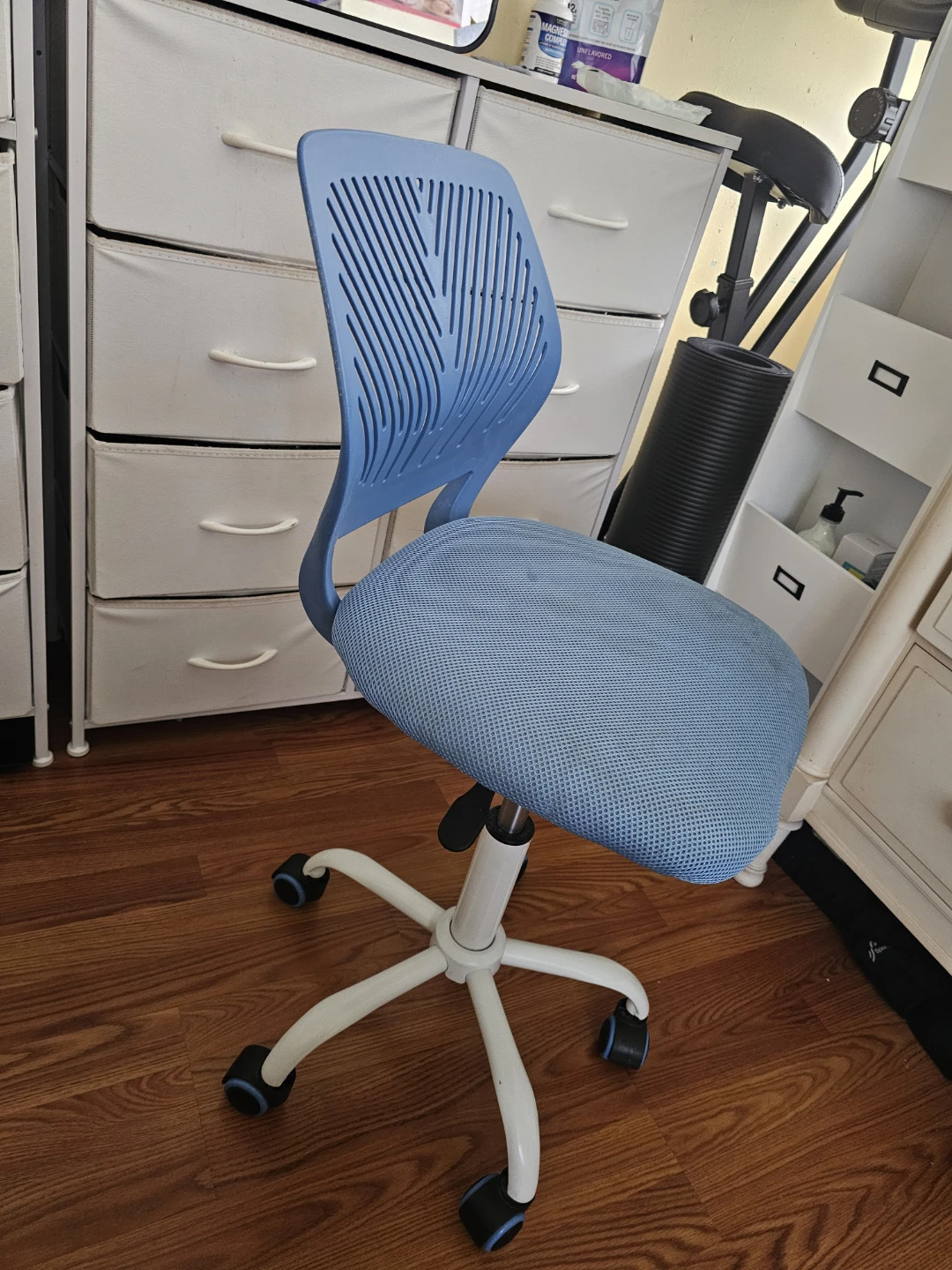 Blue Ergonomic Office Chair with Wheels
