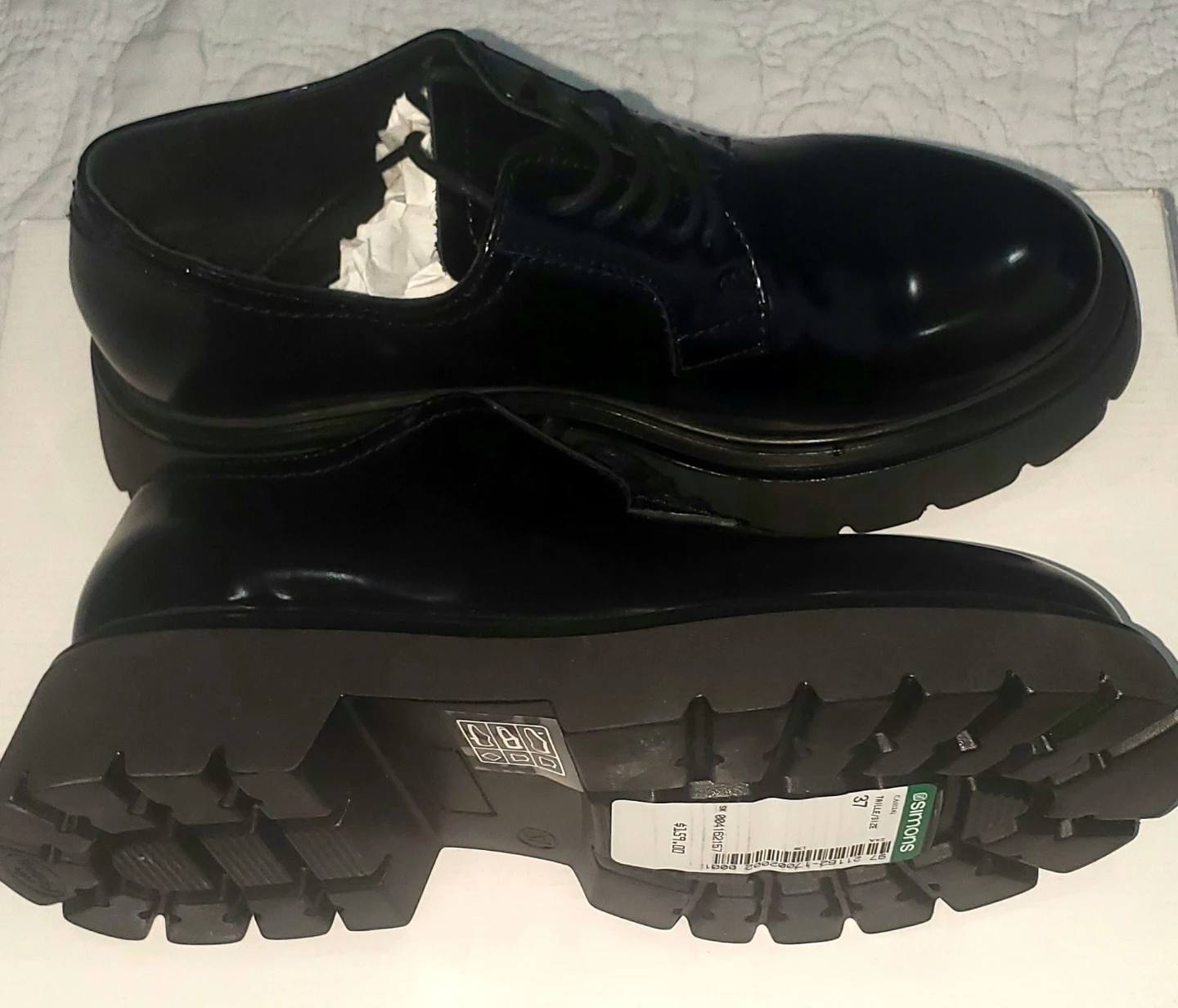 Simons Black Patent Leather Platform Shoes - Size 37 - photo 4