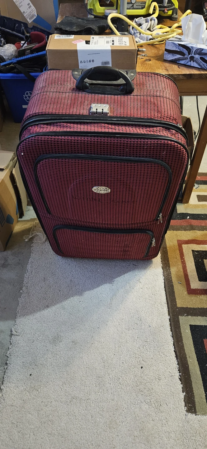 Red Textured Suitcase with Combination Lock