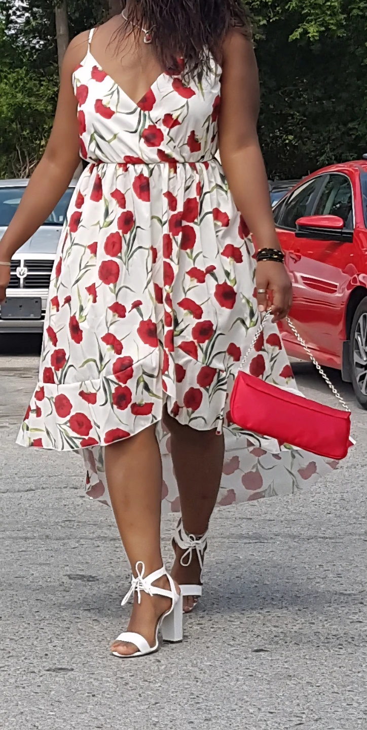 Women's Red Poppy Print Dress - photo 2