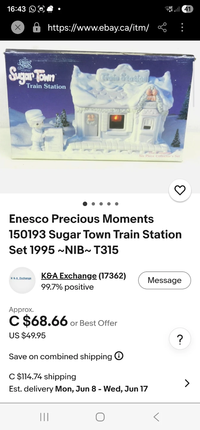 Enesco Precious Moments Sugar Town Train Station Set - photo 2