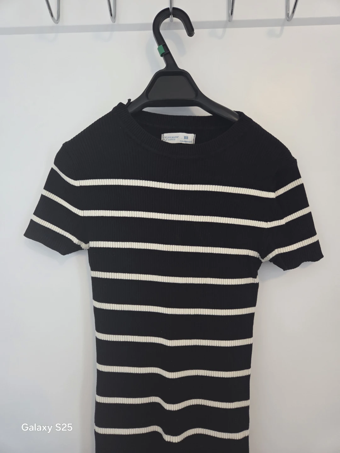 Primark Black and White Striped Ribbed Midi Dress