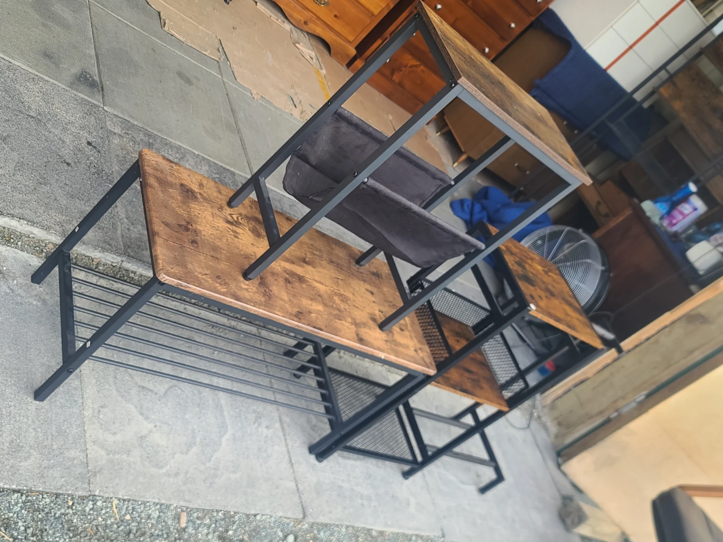 Industrial Style Hallway Table with Shoe Rack - photo 2