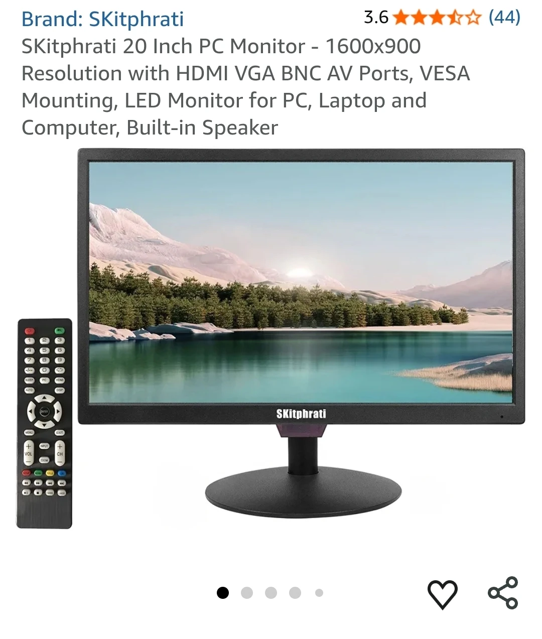 SKitphrati 20" Monitor with VGA/HDMI/rca - 60hz - 1600 x 900 - photo 5