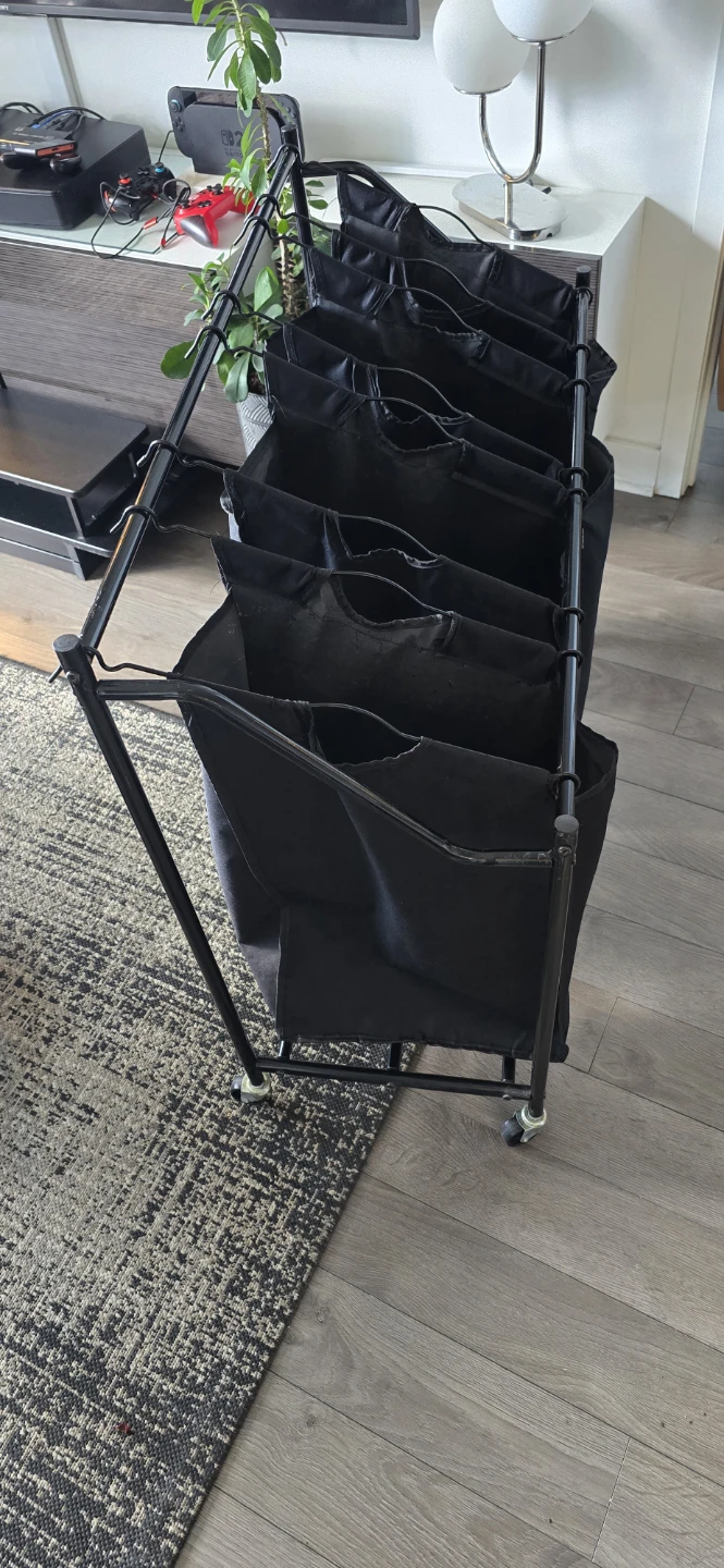 Black 6-Bag Laundry Sorter with Wheels - photo 2