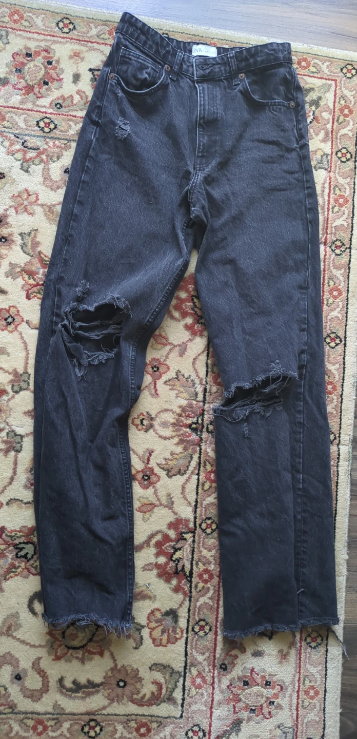 ZARA Black Distressed Denim Jeans