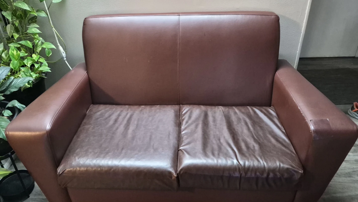 Brown Faux Leather Sofa