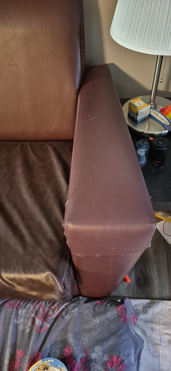 Brown Faux Leather Sofa - photo 3