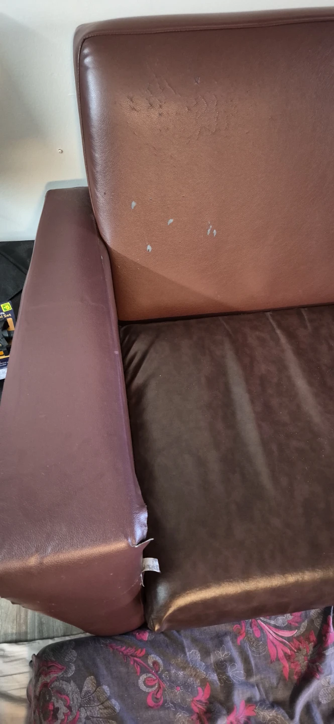 Brown Faux Leather Sofa - photo 5