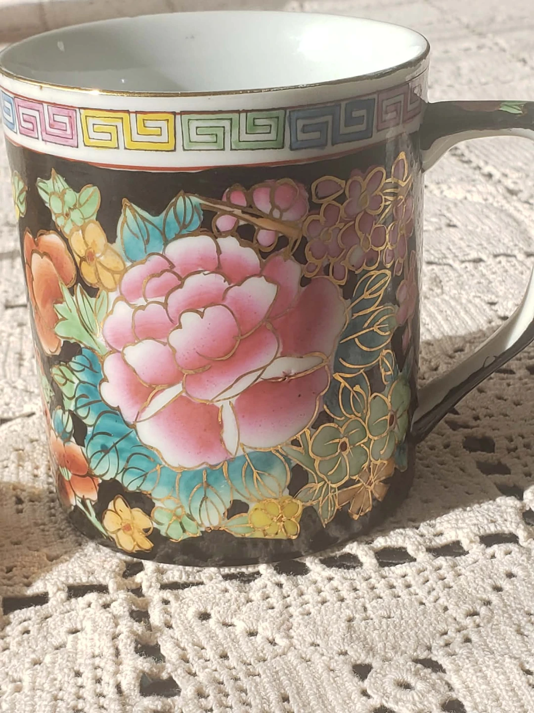 Japanese Fine China Ginger Jar – Marbled Floral Design - photo 2