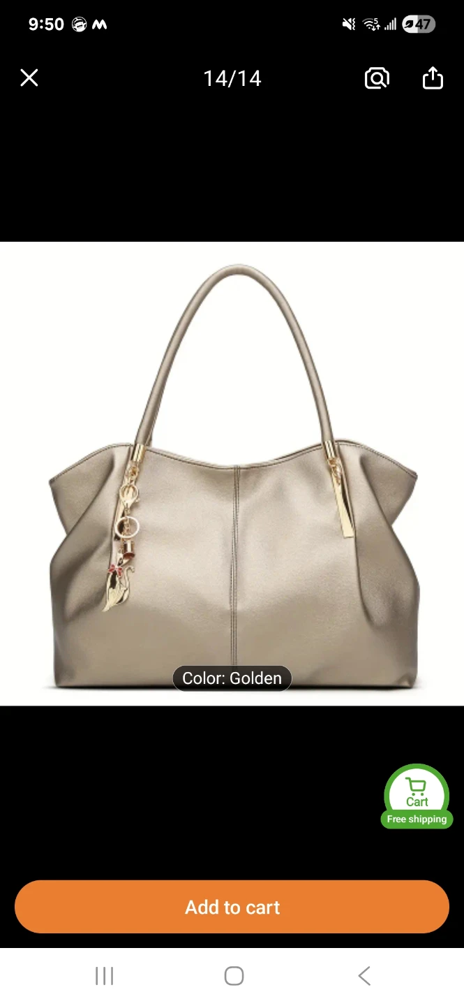 Golden Tote Handbag