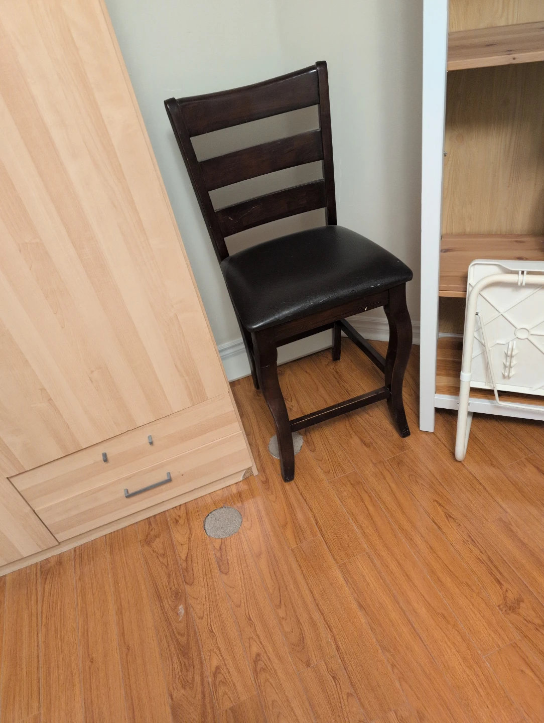 Dark Wood Dining Chair with Padded Seat