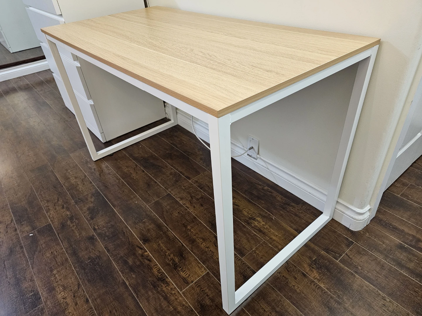 Light Oak and White Metal Desk - photo 3