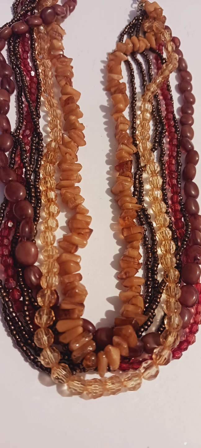 Multi-Strand Beaded Necklace with Amber Beads - photo 2