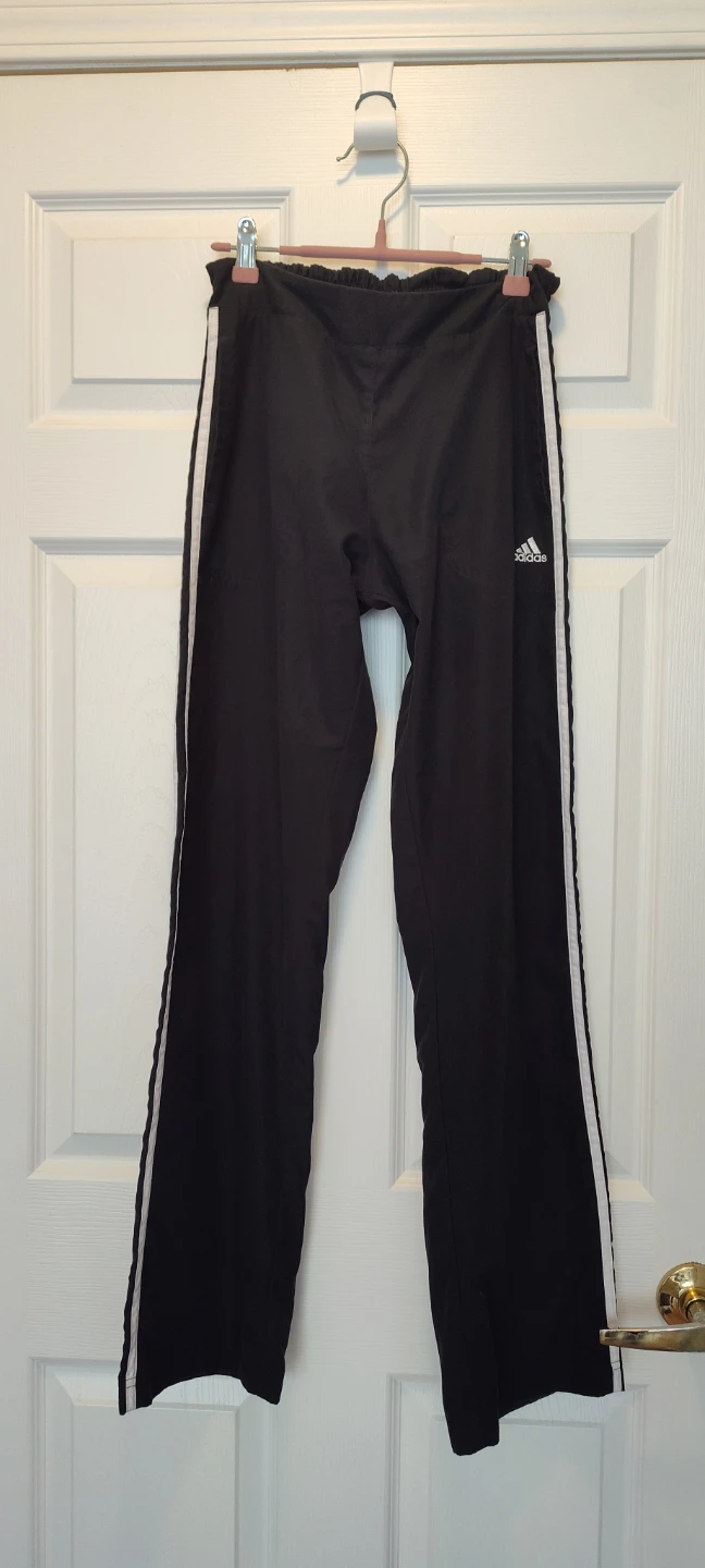 Adidas Black Track Pants with White Stripes