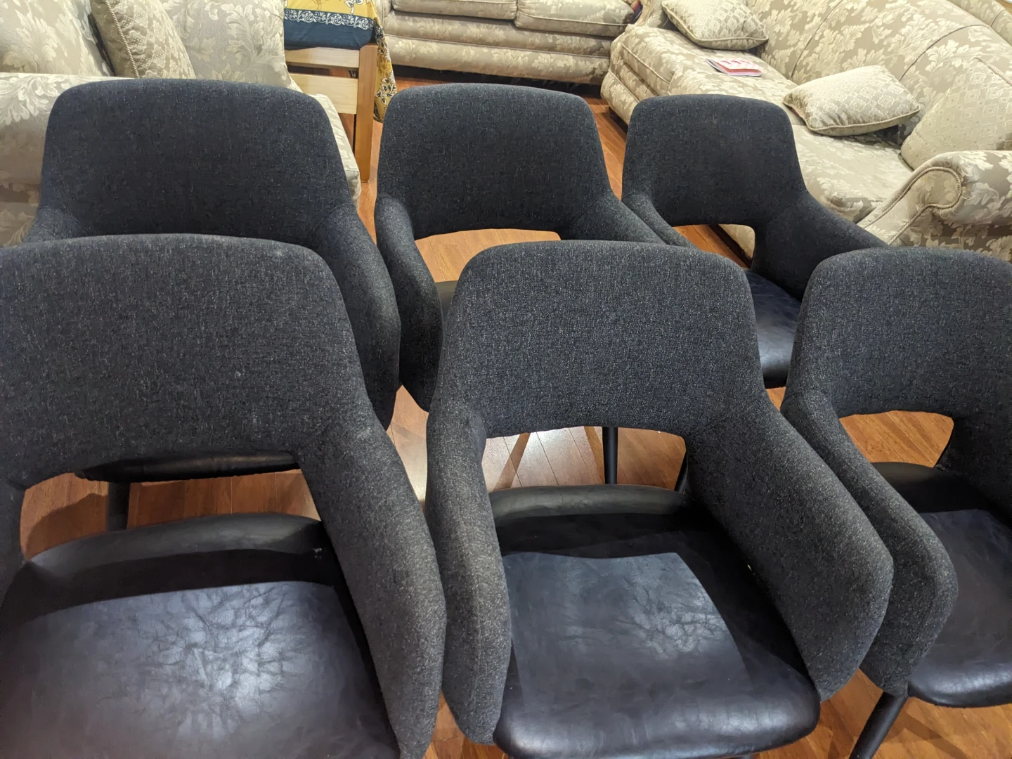 Set of 6 Dark Grey Upholstered Dining Chairs Bouclair