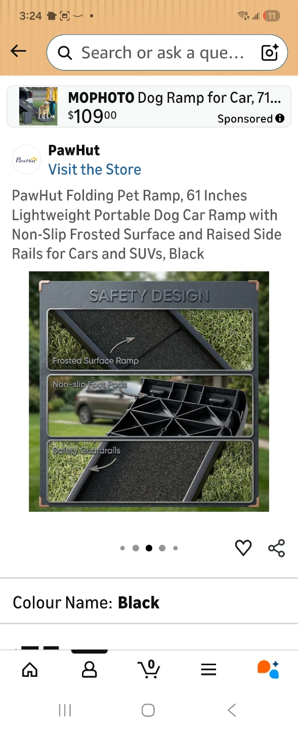 Used PawHut Folding Dog Ramp for Cars - 61 Inches, Black - photo 3