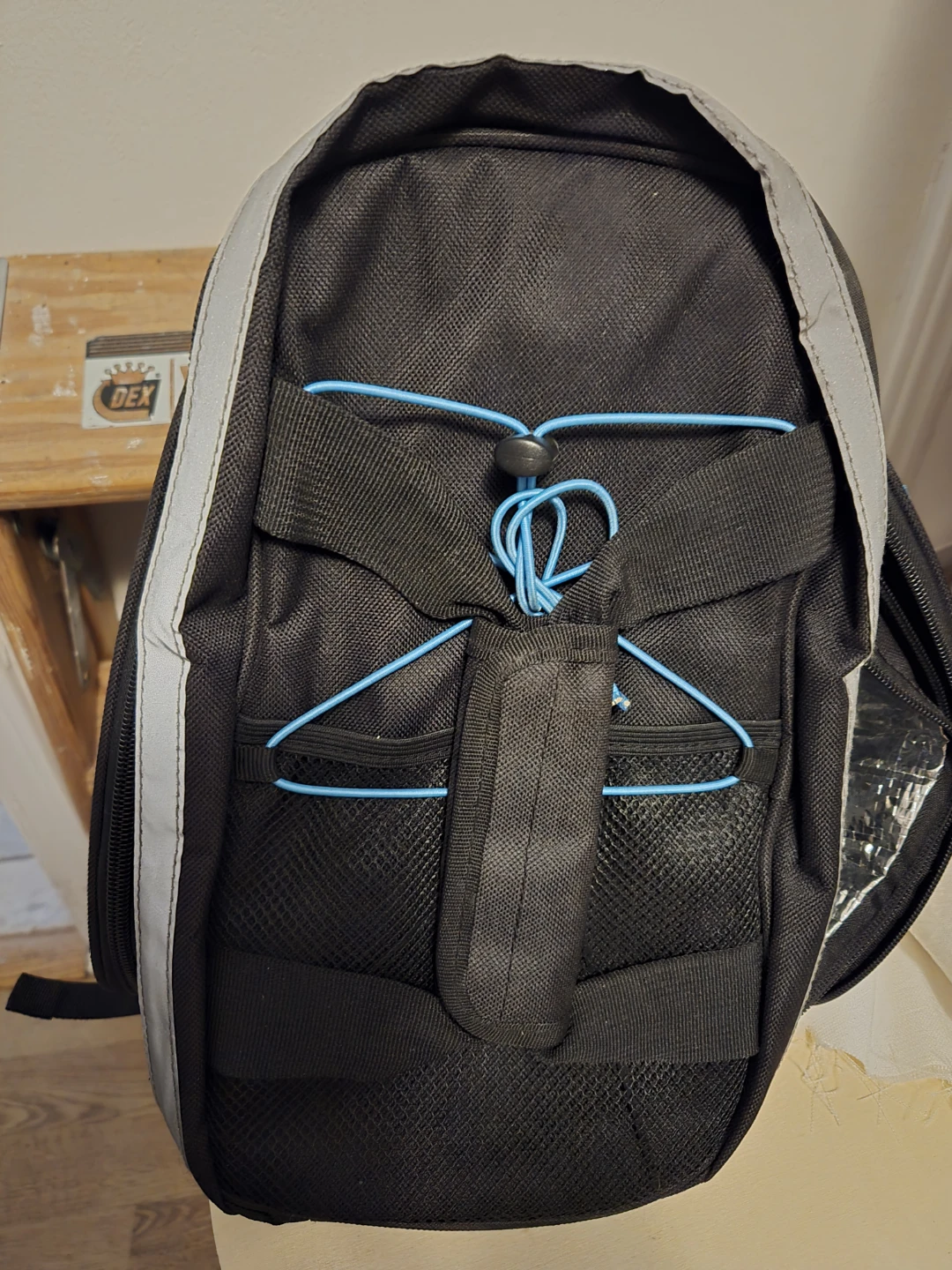 Black Backpack with Blue Accents