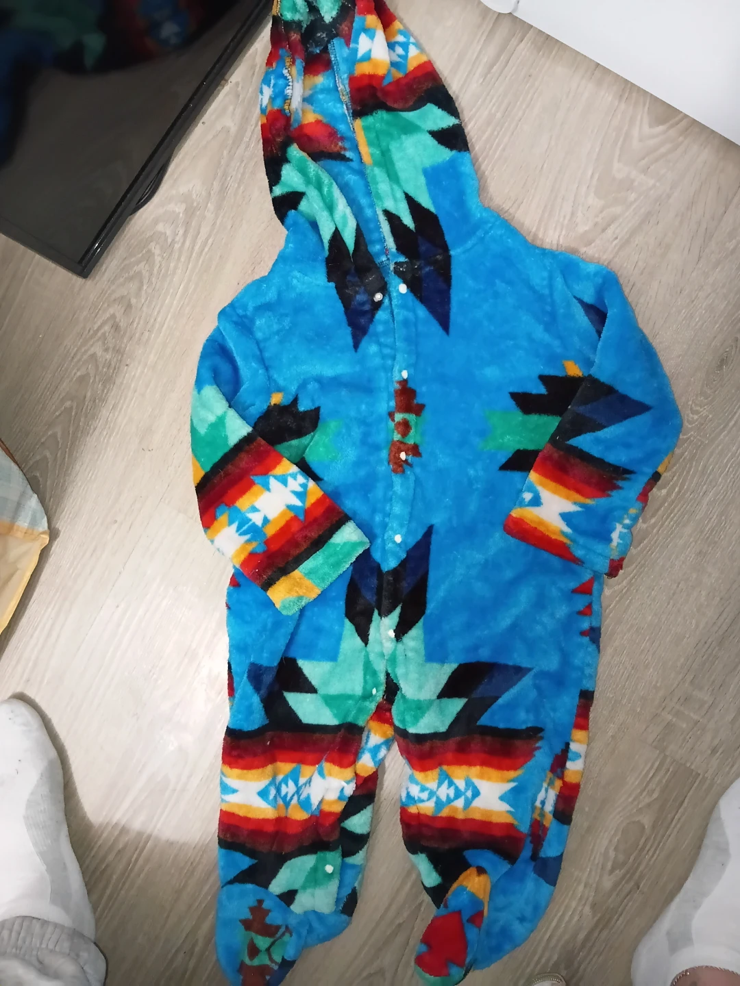 Kids Blue Southwestern Print Fleece Pajamas