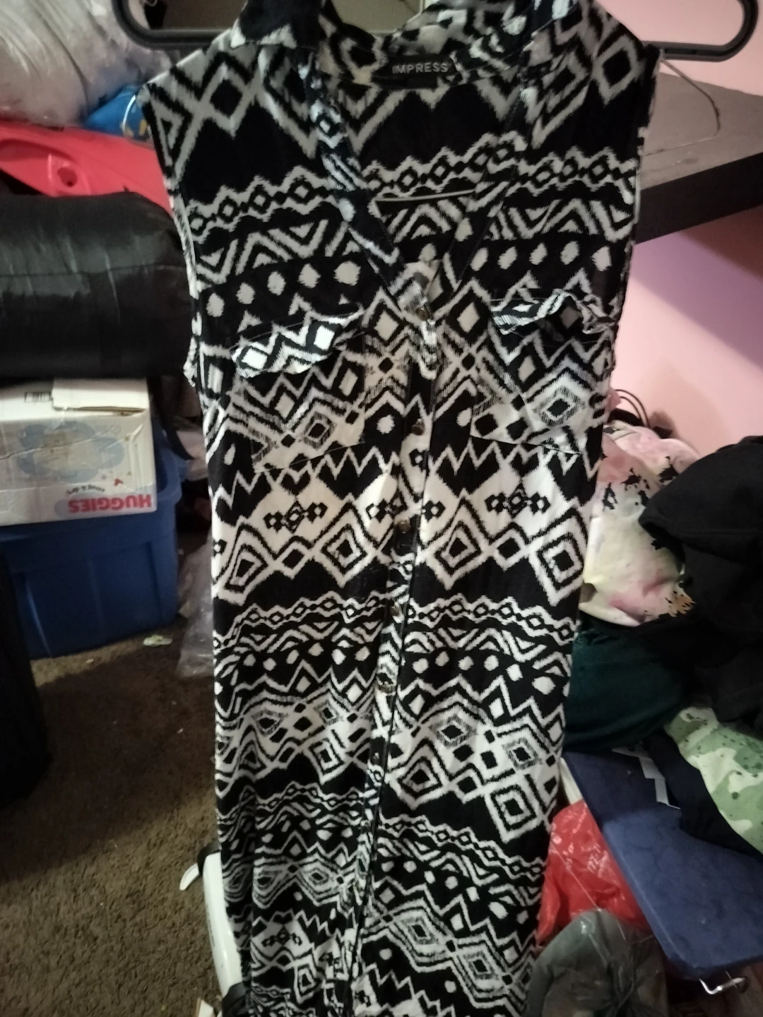 Impress Black and White Tribal Print Sleeveless dress
