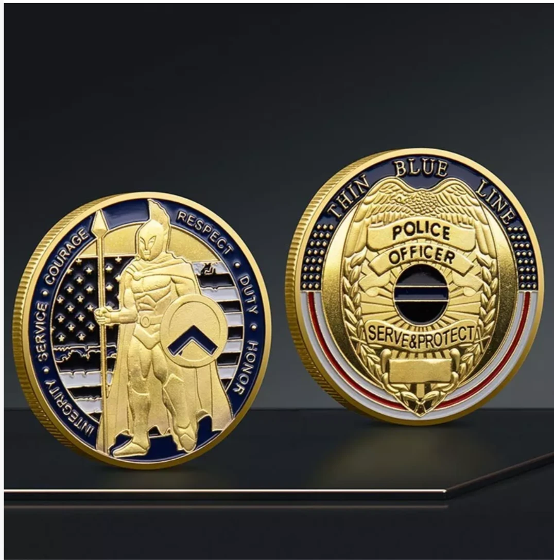 Thin Blue Line Police Officer Challenge Coin