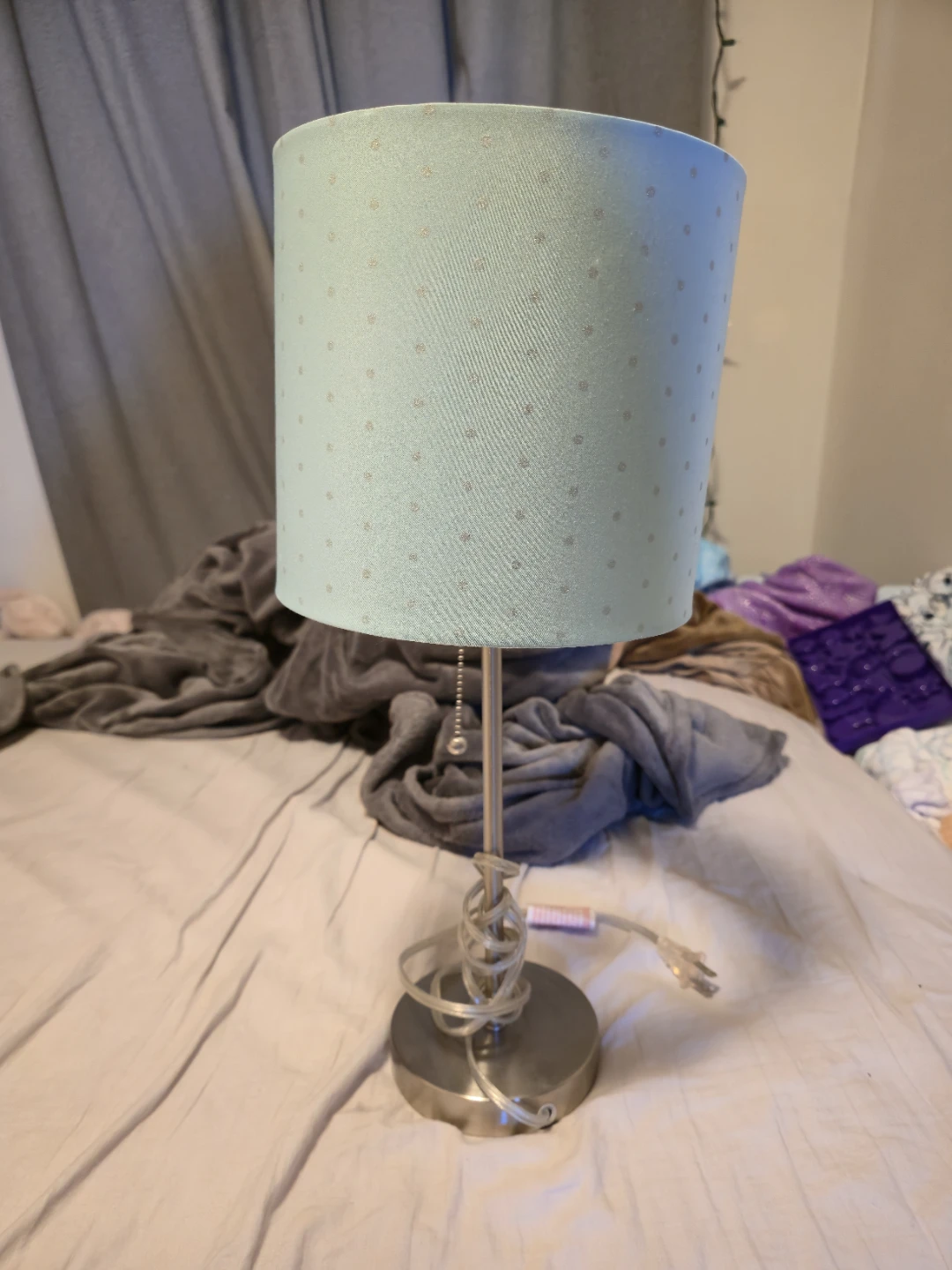 Table Lamp - Light Blue with Polka Dots