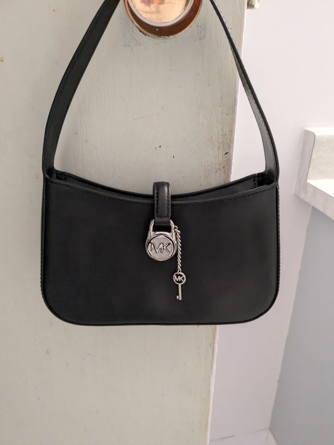 Michael Kors  Mini  Black Leather Shoulder Bag  authentic
