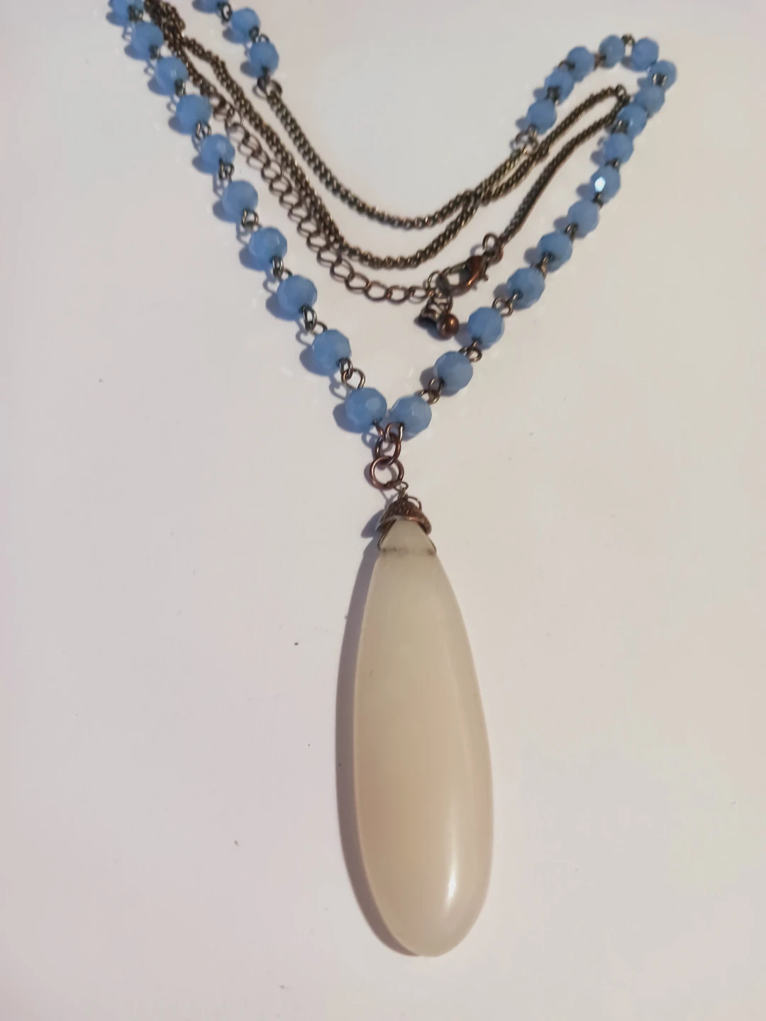 Genuine Stone Drop Pendant with Blue Gemstone Necklace - photo 2