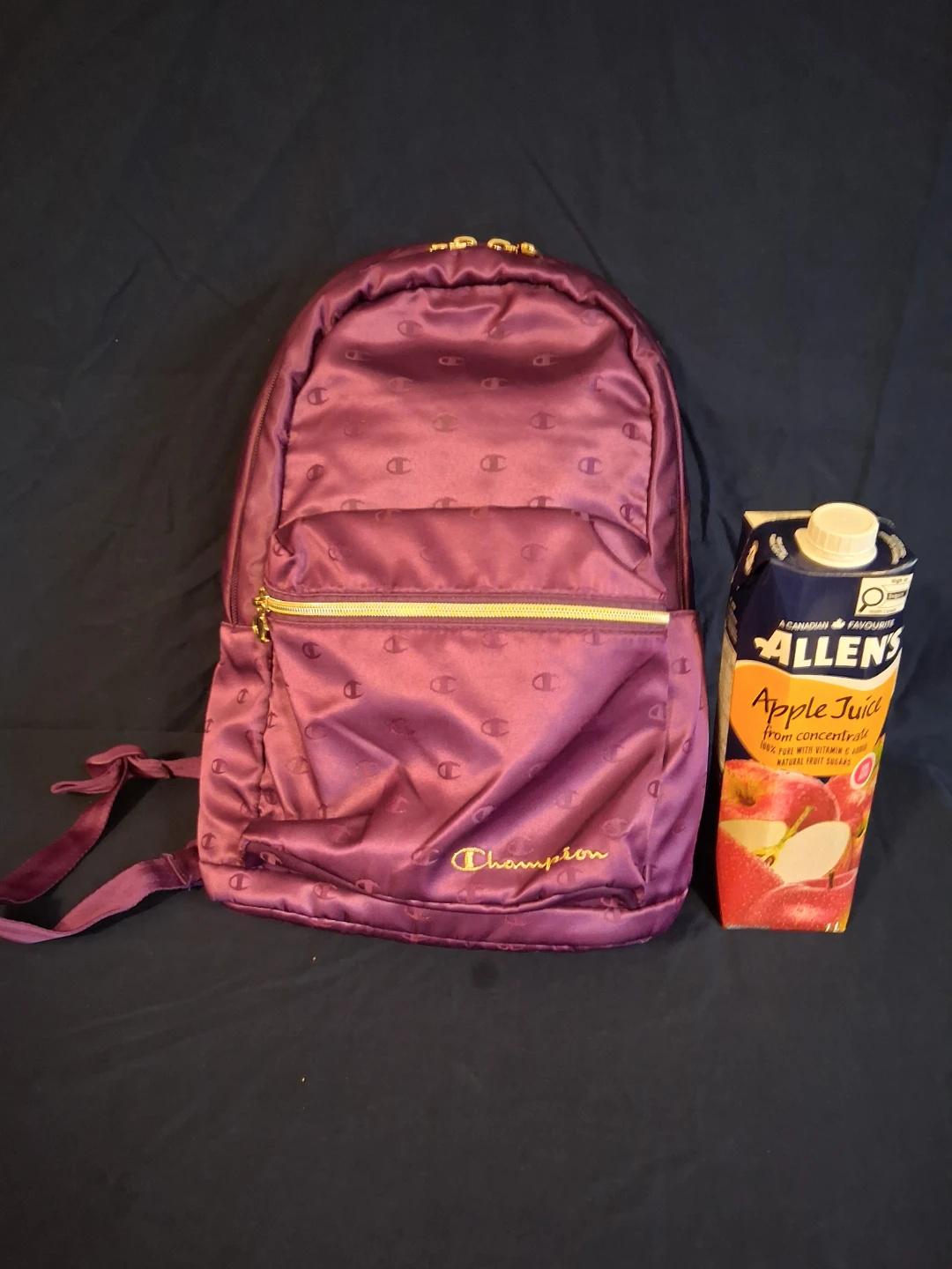 Purple satin champion back pack