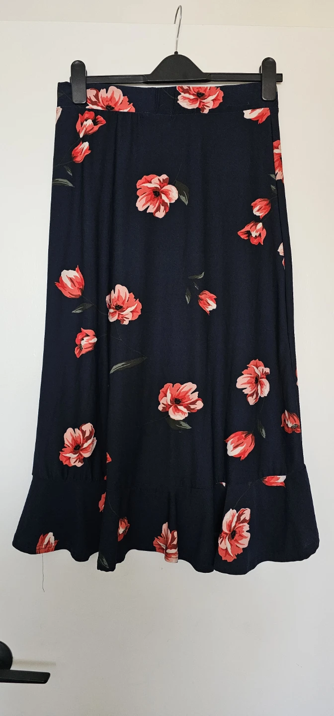 Navy Floral Wrap Skirt - photo 2