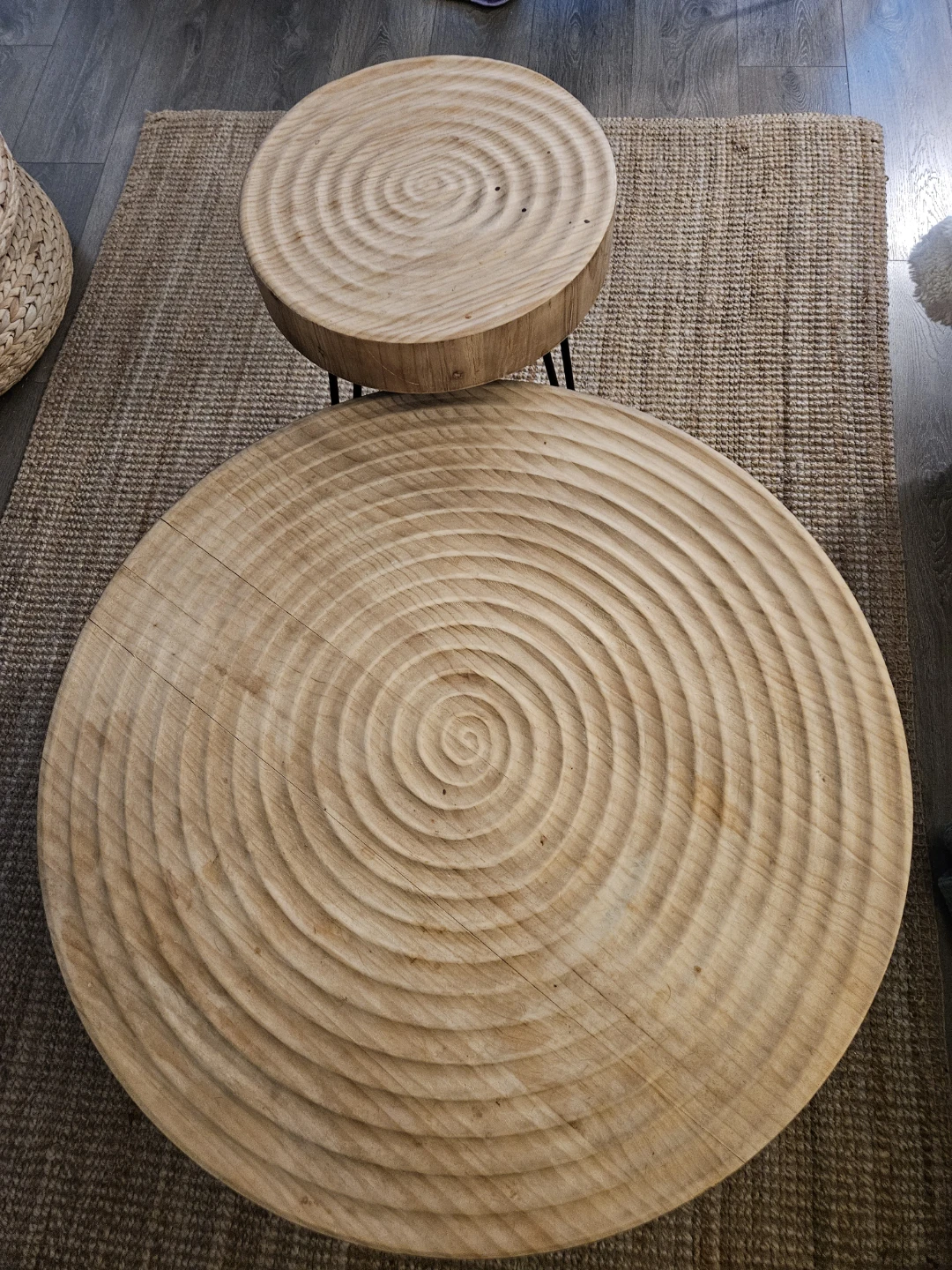 Set of 2 Round Wood Slice Side Tables - photo 2