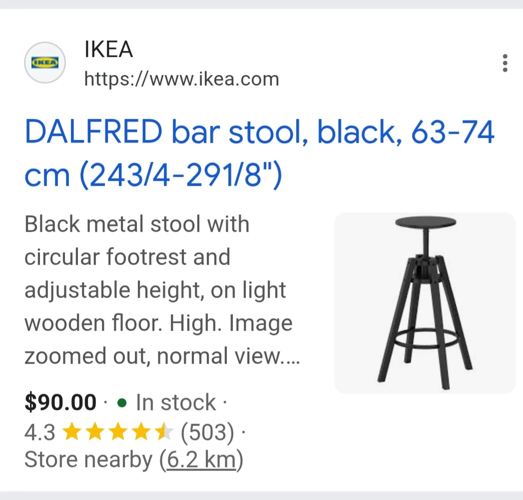Black Adjustable Bar Stool IKEA Dalfred - photo 2