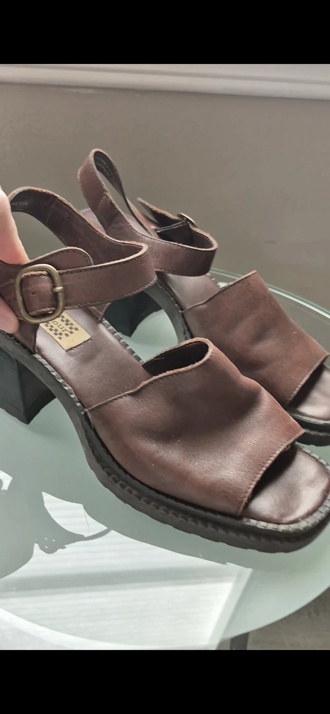 Brown Leather Heeled Sandals  size 8.5