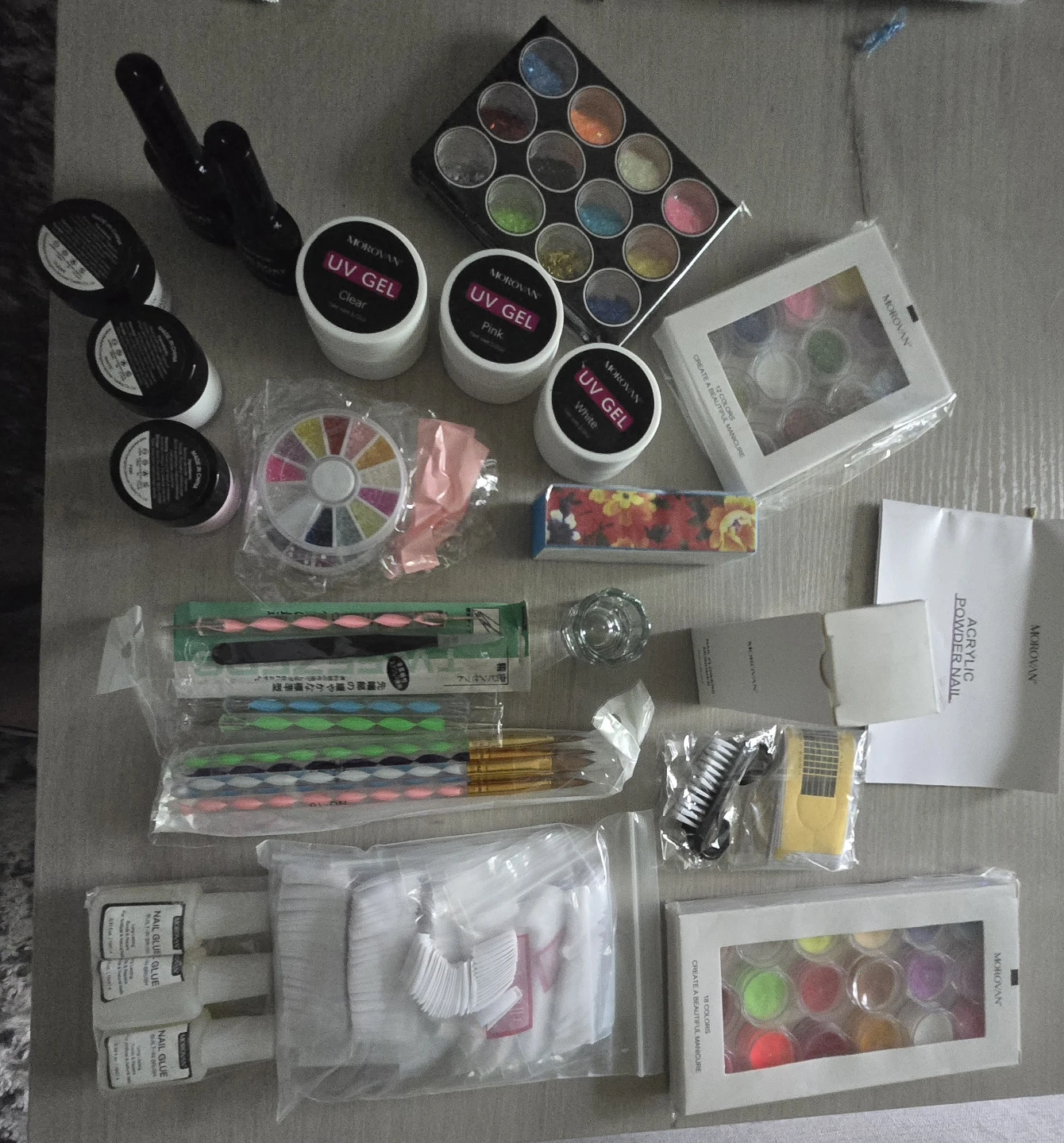 MOROVAN Professional Nail Art Kit - UV Gel, Glitters & Tools - photo 4
