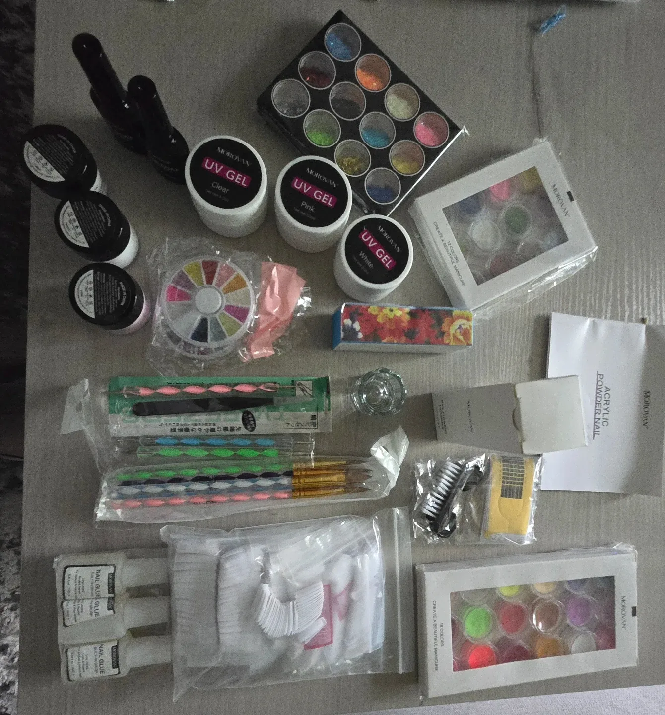 MOROVAN Professional Nail Art Kit - UV Gel, Glitters & Tools - photo 4