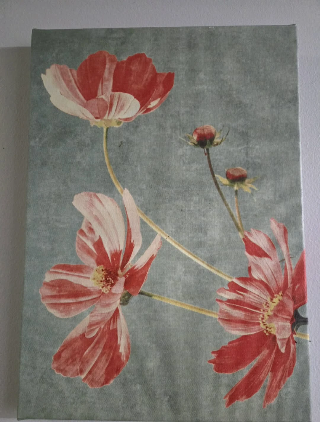 Canvas Wall Art with Red and White Flowers