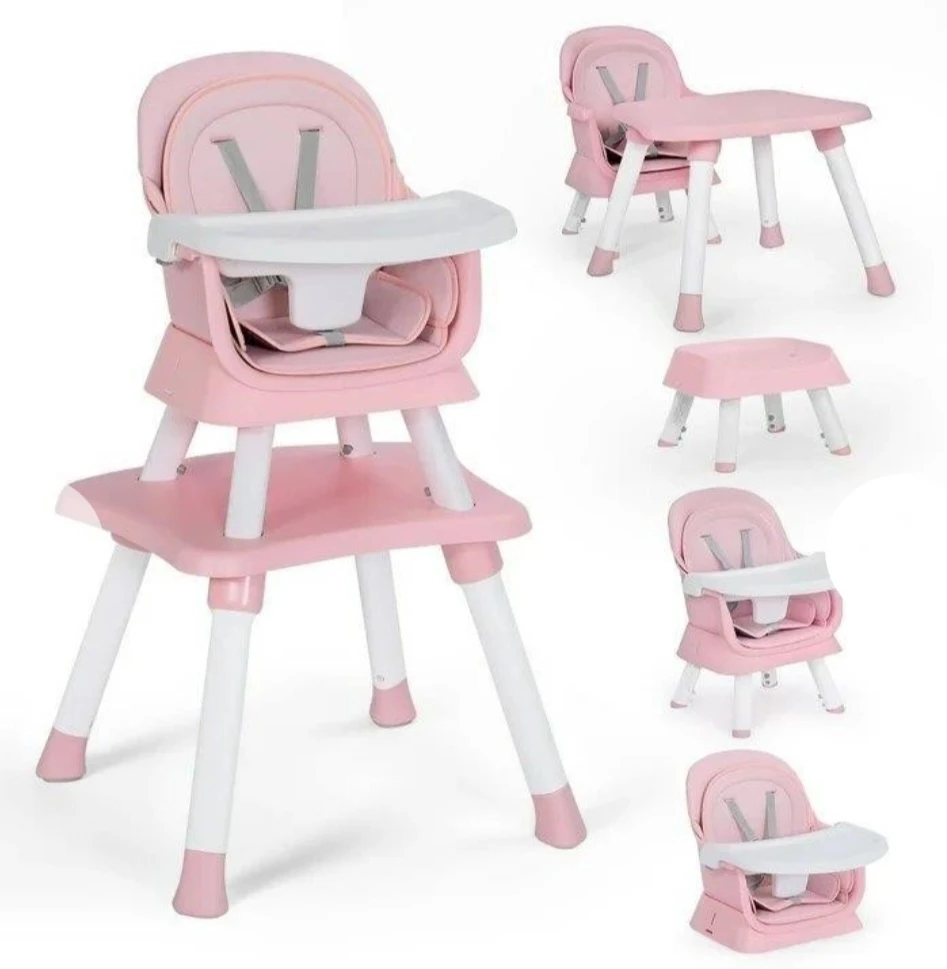 Pink Convertible High Chair and Table Set