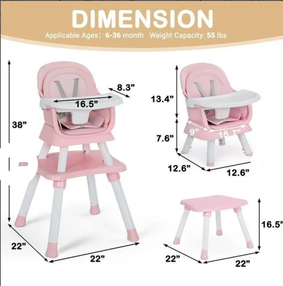 Pink Convertible High Chair and Table Set - photo 2