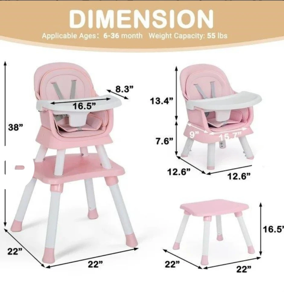 Pink Convertible High Chair and Table Set - photo 3