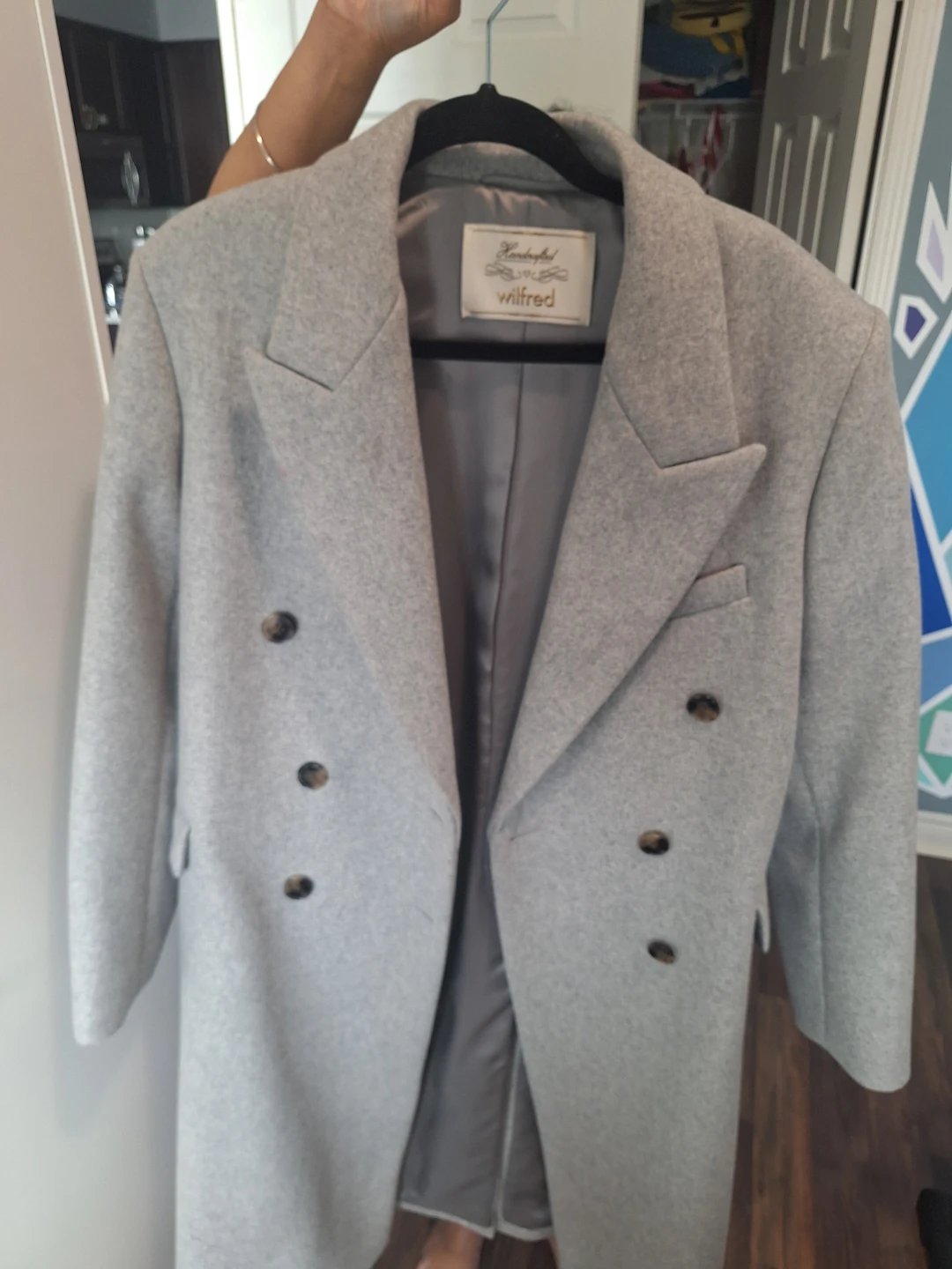Wilfred Grey Double-Breasted Wool Blend Coat XS