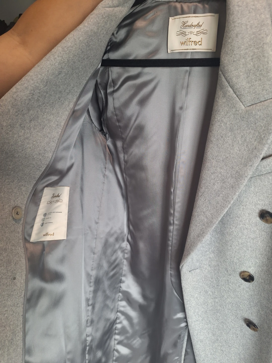 Wilfred Grey Double-Breasted Wool Blend Coat XS - photo 4
